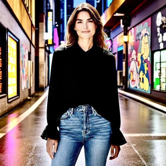 Wheaton & Katz Ltd LIMITED EDITION Long Sleeve Blouse Button Up SHEER Large New - Picture 2 of 12